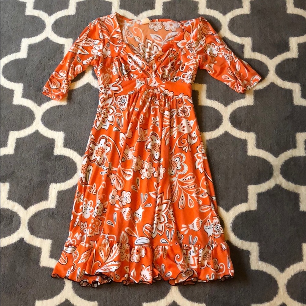 Orange dress. Works great for breastfeeding too!